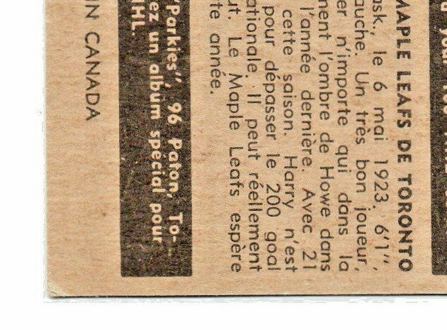 1954-55 PARKHURST HARRY WATSON #17 TORONTO MAPLE LEAFS BIO BACK 
