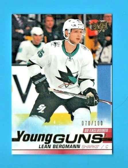Lean Bergmann Young Guns Exclusives 070/100 Gold RC Rookie Card San Josee Sharks