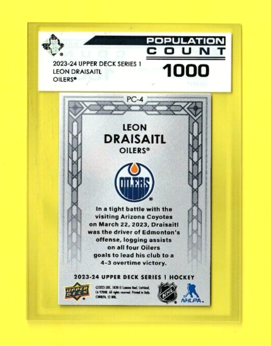 2023-24 Upper Deck Series 1  -  #PC-4   Leon Draisaitl   - Population Count 1000