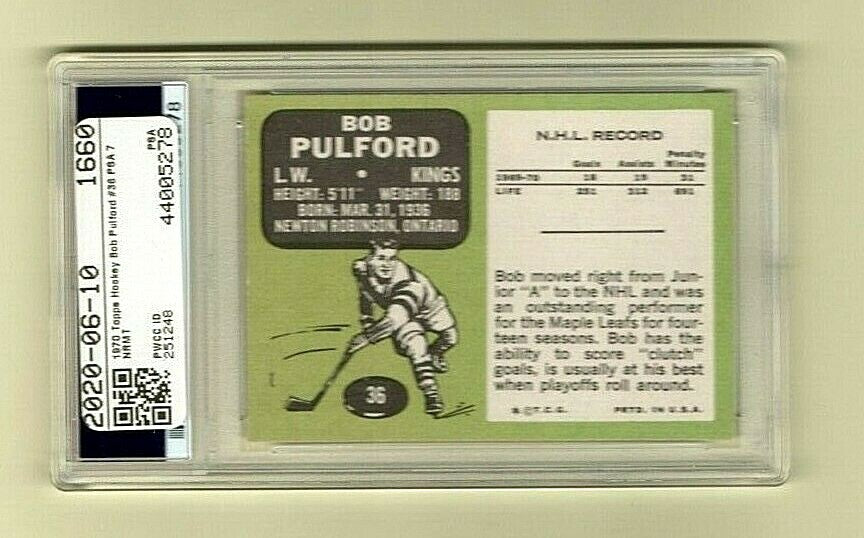 BOB PULFORD 1970-71 Topps #36 Los Angeles Kings HOF Toronto Maple Leafs