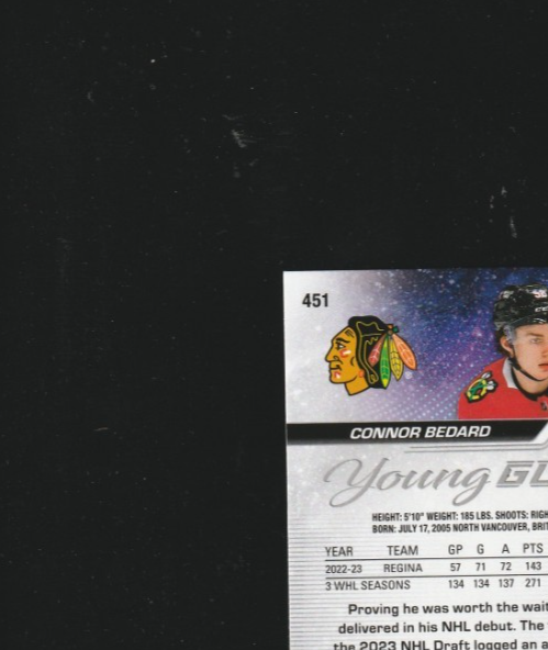 2023-24 Upper Deck Series 2 Connor Bedard #451 Young Guns RC  Chicago Blackhawks