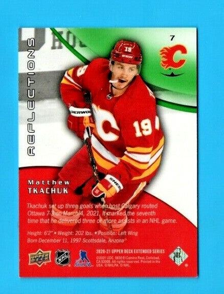 2020-21 Upper Deck Extended Reflections Matthew Tkachuk #7 Emerald 059/100