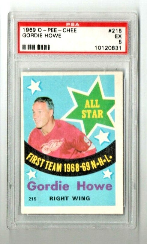 1969 O-PEE-CHEE #215 PSA  Ex 5 - Gordie Howe  - All Star Detroit Red Wings #215