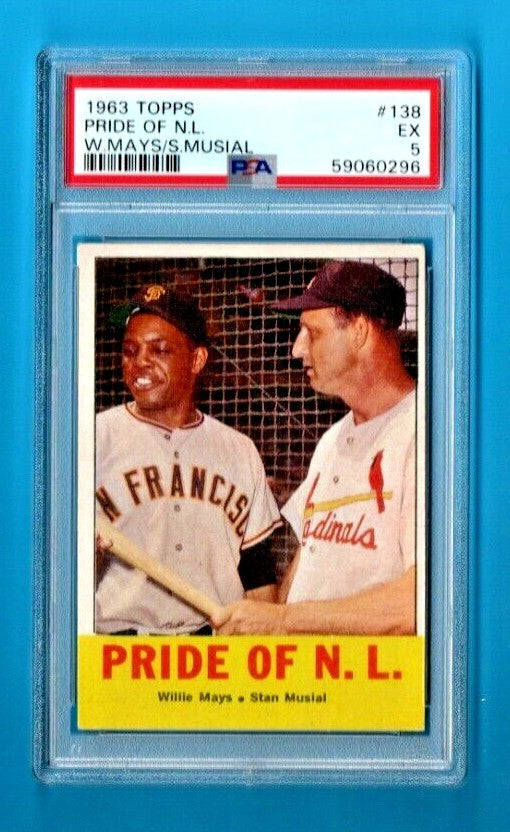 1963 Topps Baseball #138 Pride Of NL -  Willie Mays Stan Musial - PSA 5 MLB HOF 