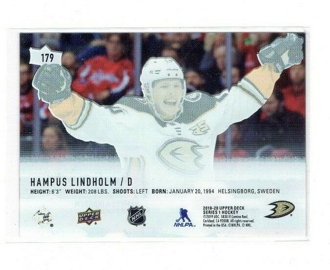 HAMPUS LINDHOLM # 179 UD Clear Cut 2019-20 Upper Deck Acetate Anaheim Ducks 