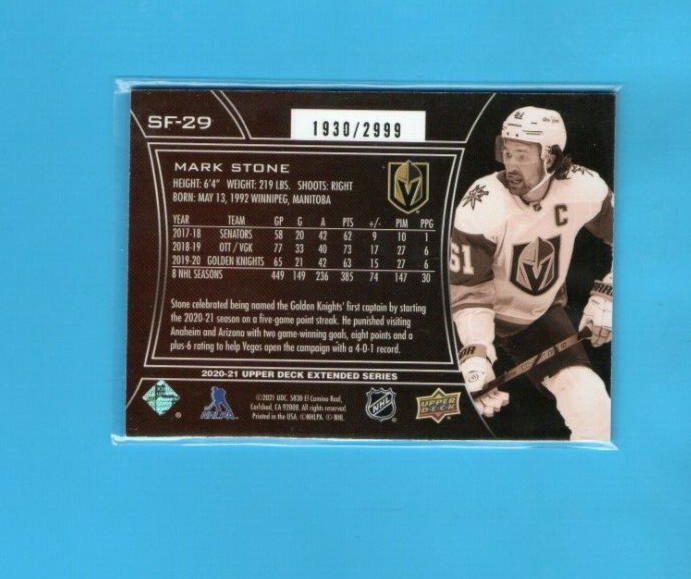 2020-21 Upper Deck Extended Series SPX Finite SF-29 Mark Stone 1930/2999 - Vegas