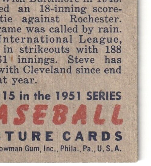1951 Bowman  -  Steve Gromek -  Cleveland Indians  #115   EX-NRMT