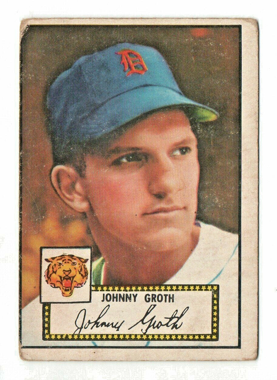 #25 JOHNNY GROTH 1952 Topps Baseball RED BACK DETROIT TIGERS