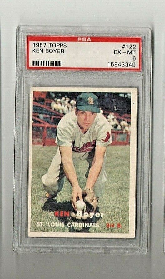 1957 Topps #122 Ken Boyer PSA  EX-MT 6  -- St. Louis Cardinals