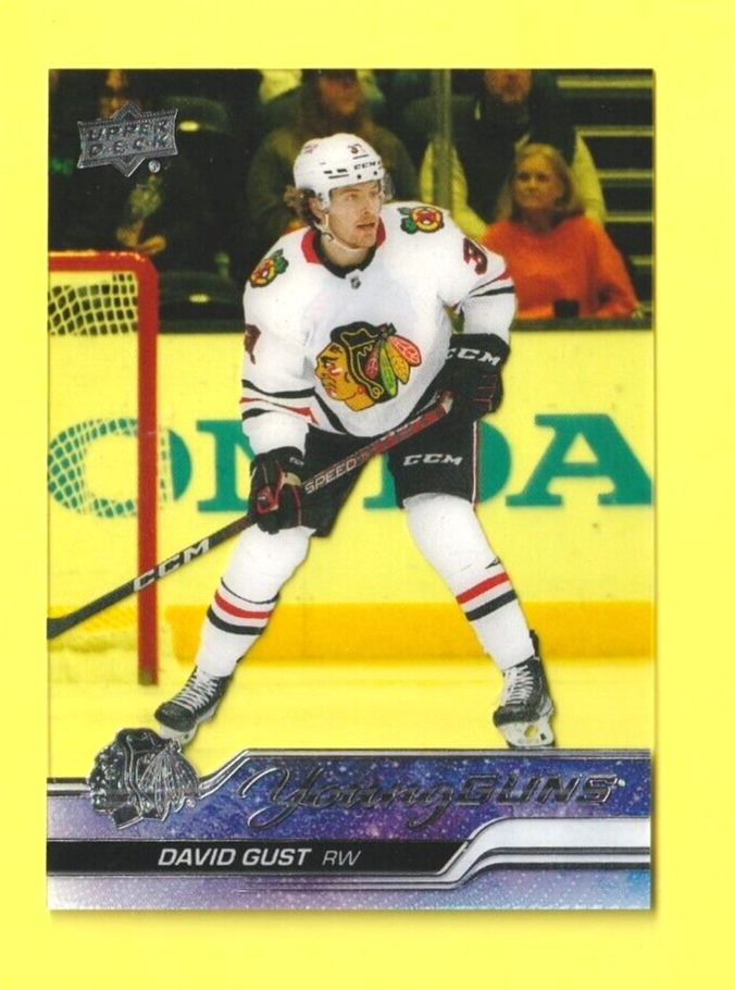 David Gust     2023-24 Upper Deck   Young Guns -  Clear Cut  -   SP RC Card #218