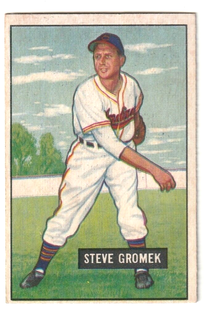 1951 Bowman  -  Steve Gromek -  Cleveland Indians  #115   EX-NRMT