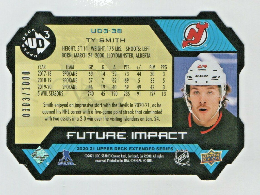 2020-21 Upper Deck Extended UD3 0303/1000 Ty Smith New Jersey Devils #UD3-38 