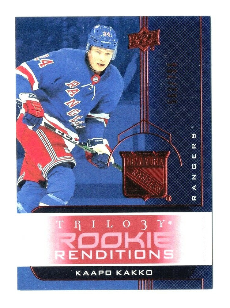 2019/20 UPPER DECK TRILOGY KAAPO KAKKO 562/799 ROOKIE RENDITIONS RANGERS