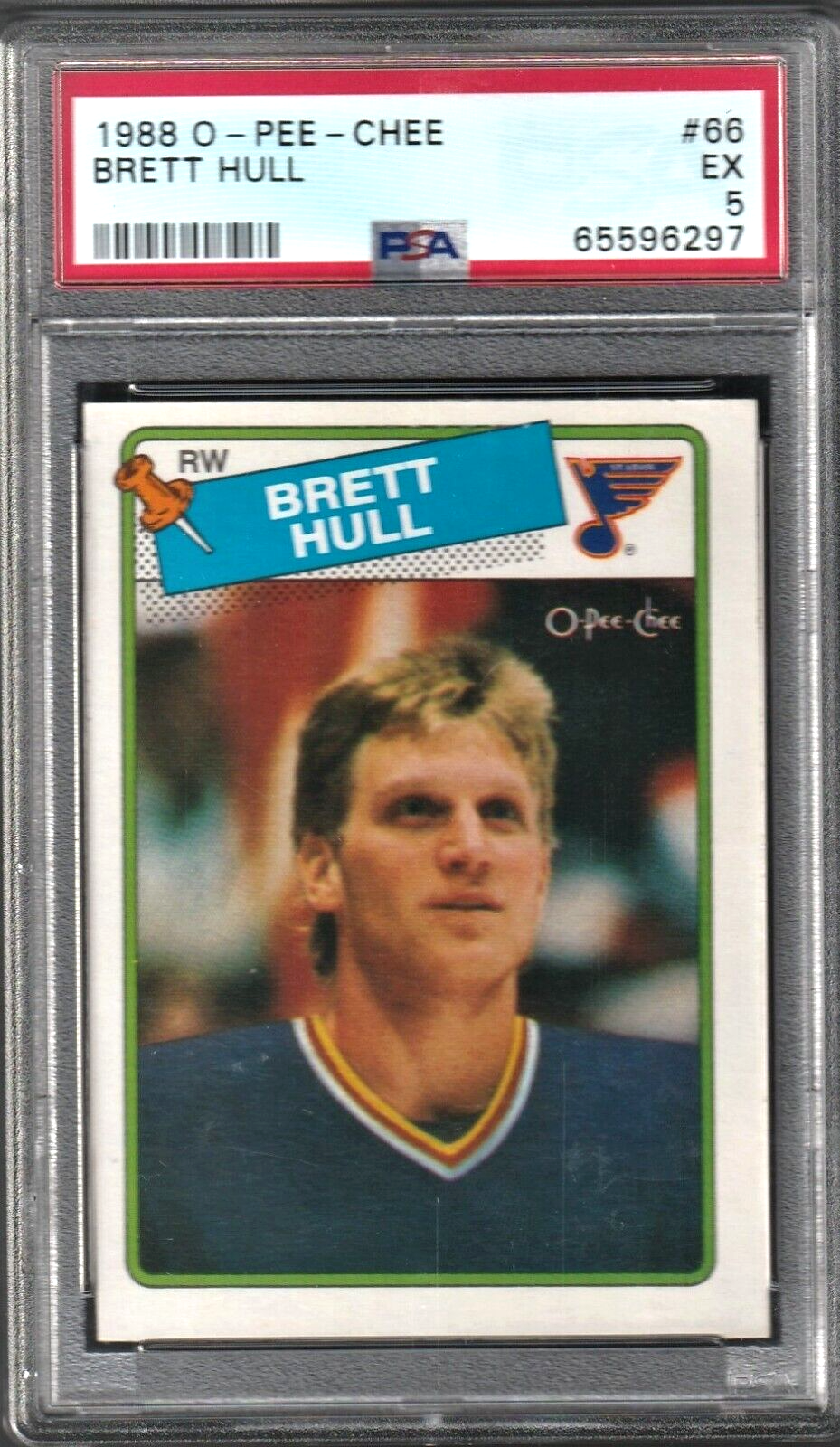 1988 O-Pee-Chee Hockey   -   Brett Hull   -   ROOKIE  #66  PSA 5 EX - St. Louis