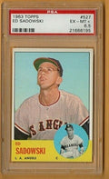 Ed Sadowski  -  Los Angeles Angels -  1963 Topps Card #527 PSA EX-MT+ 6.5