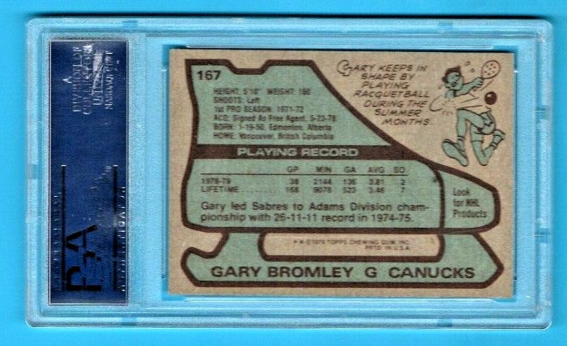 1979-80 Topps #167 Gary Bromley PSA NM-MT 8 Vancouver Canucks