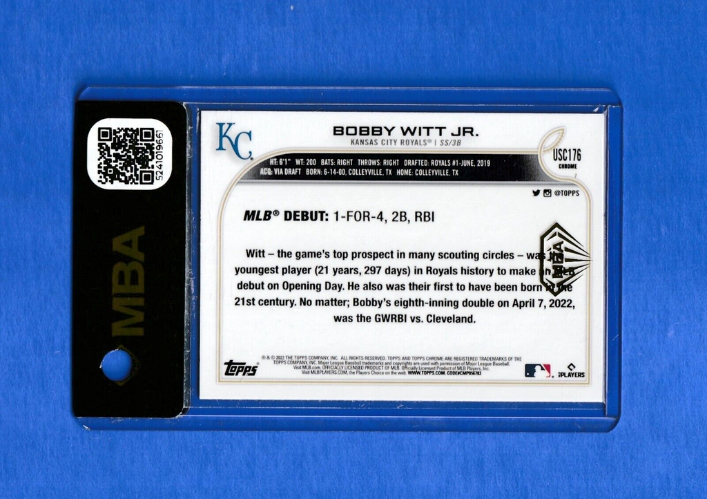 2022 Topps Chrome Update  -  Bobby Witt Jr.  -  ROOKIE #USC176     MBA AUTHENTIC