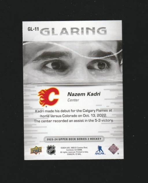 2023-24 Upper Deck Series 2 Nazem Kadri #GL-11 - SSP Glaring Insert 1:67 packs