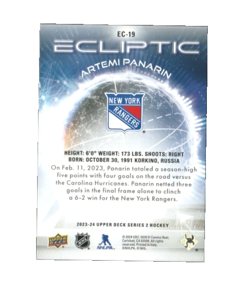 2023-24 Upper Deck Series 2  Ecliptic Ec-19  - Artemi Panarin - New York Rangers