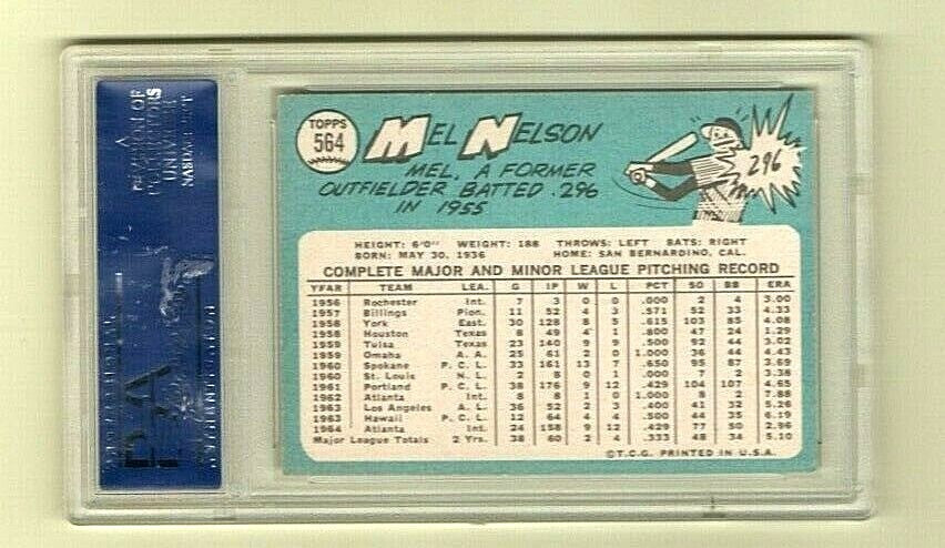 1965 Topps #564 - High Number - Mel Nelson - Minnesota Twins - PSA 6 EX-MT