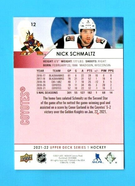 2021-22 Upper Deck Series 1 Ud Exclusives Nick Schmaltz 040/100 Arizona Coyotes