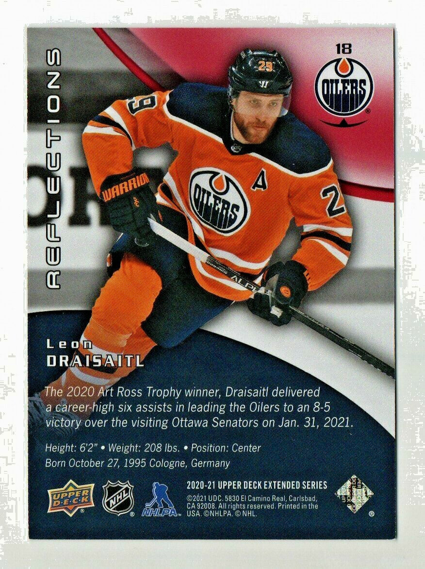 2020-21 Upper Deck Extended -LEON DRAISAITL 357/500 Reflections Red Parallel #18