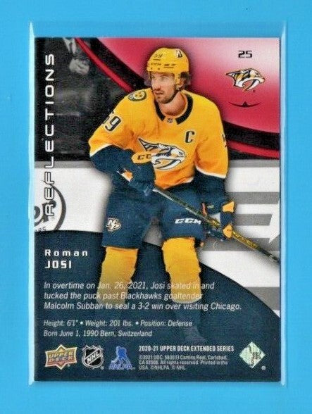2020-21 UD EXTENDED Reflections Ruby #125 Roman Josi 149/500 Nashville Predators