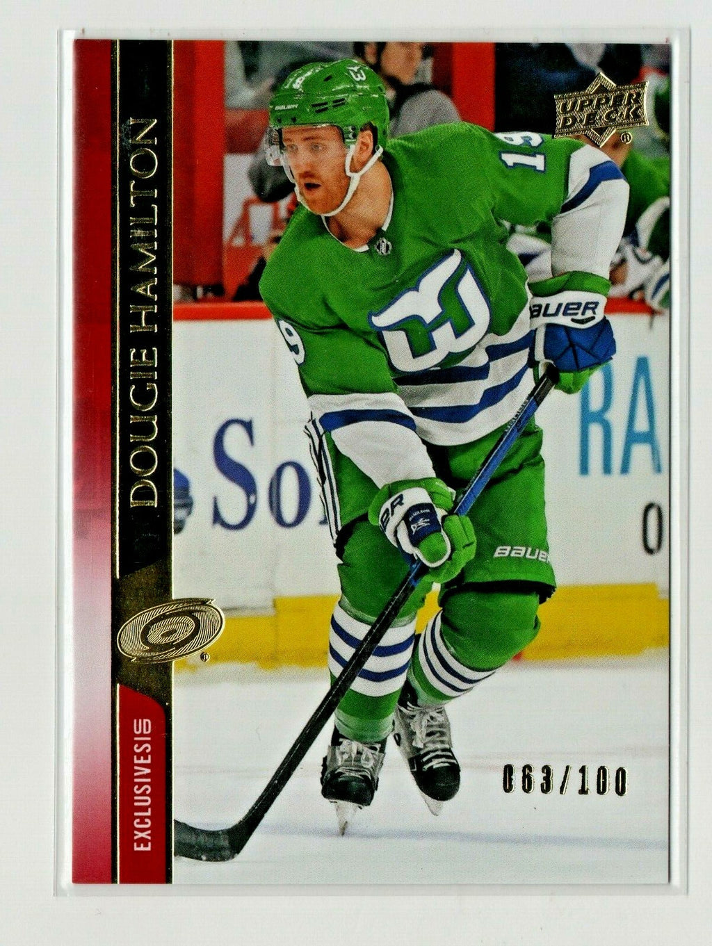 2020-21 UPPER DECK EXCLUSIVES FRENCH # 32 DOUGIE HAMILTON 063/100 Hurricanes