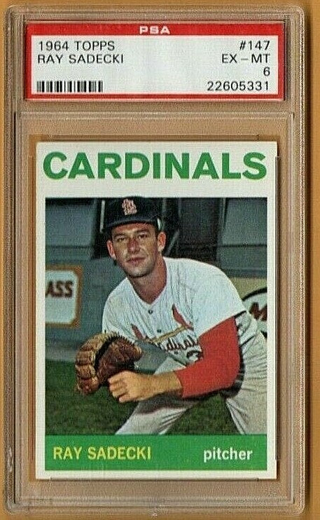 1964 Topps #147 Ray Sadecki St. Louis Cardinal MLB NM PSA 6 Graded Baseball Card