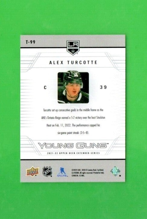 2021-22 Upper Deck Extended Series Alex Turcotte Young Guns Retro T-99