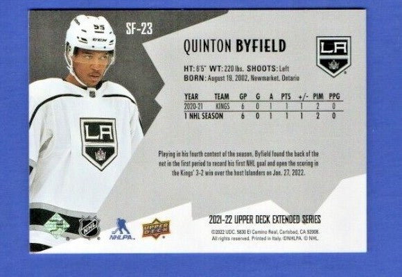 Quinton Byfield   2021-22 UD Ext. SPxFinite Radiance Silver #SF-23  2827/2999