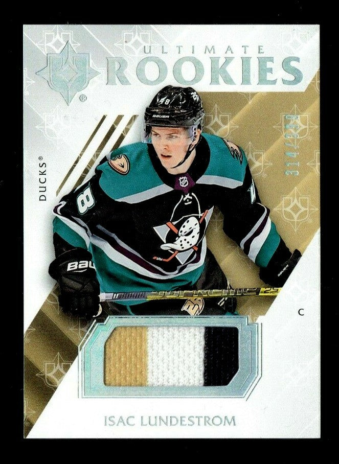 2018-19 Ultimate Jersey Rookies 54 Isac Lundestrom 314/399 - THREE COLOR - Ducks