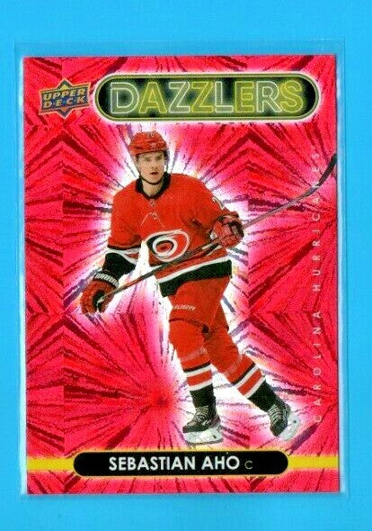 2021-22 Upper Deck Series 1 Red Dazzlers #DZ-9 Sebastian Aho Carolyna Hurricanes
