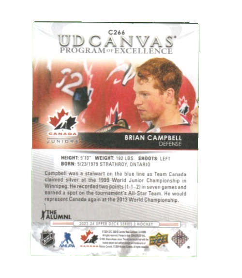 2023-24 Upper Deck Series 2 UD Canvas Brian Campbell #C266 Program of Excellence
