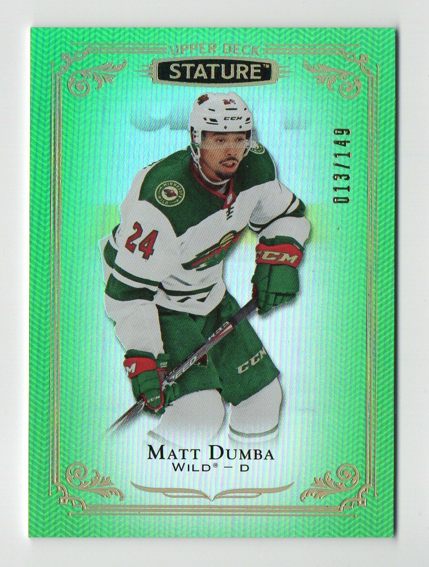 MATT DUMBA 2019-20 UD Stature Green Parallel 013/149 Card #45 Minnesota Wild