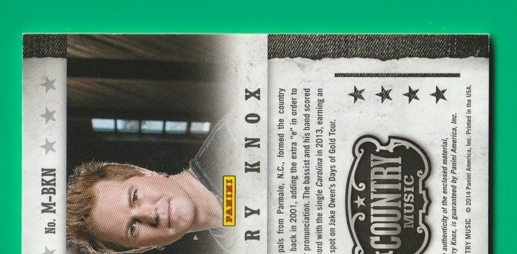 BARRY KNOX - 2014 Panini Country Music - Musician Materials -    399/399