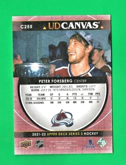 Peter Forsberg 2021-22 Upper Deck Series 2 Canvas Retired Stars #C255  Avalanche