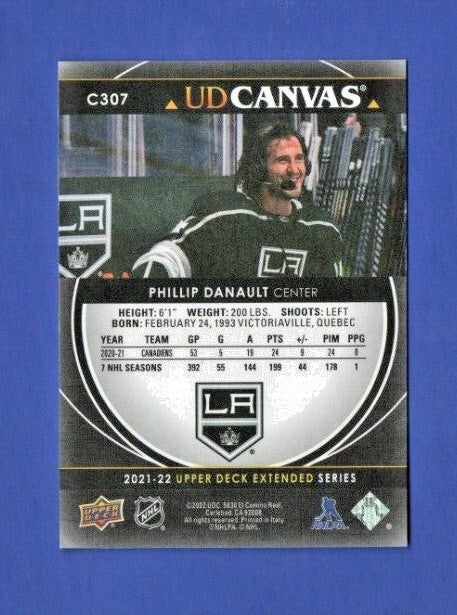 Phillip Danault 2021-22 UD Extended Black Canvas C307  -  Los Angeles Kings