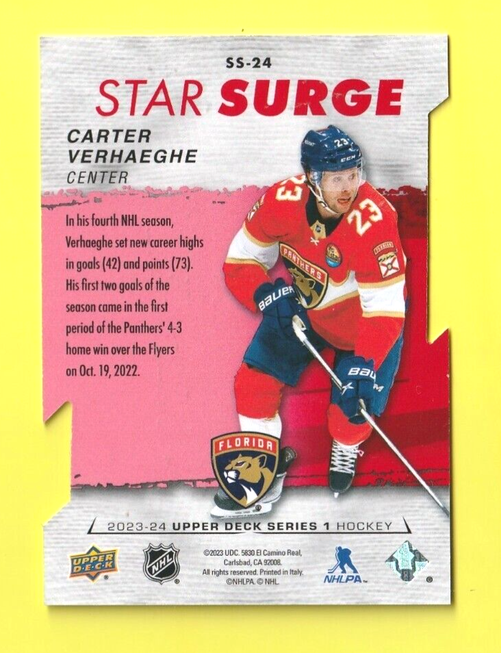 Carter Verhaeghe   -   Star Surge *RED*  DIE-CUT   SS-24  -  2023-24 UD Series 1