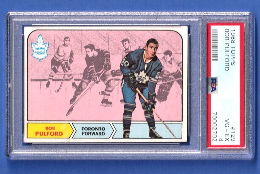 1968 Topps Hockey   -   Bob Pulford  #129  -  PSA 4 VGEX - Toronto Maple Leafs