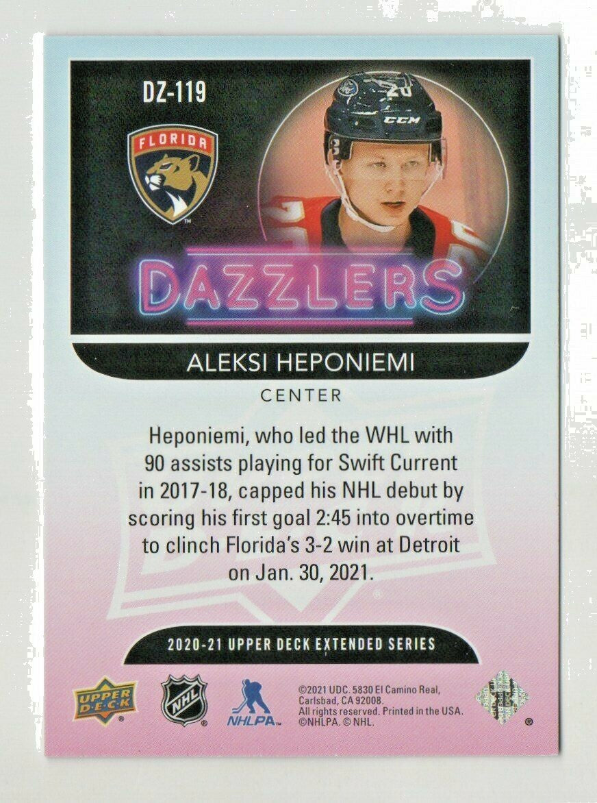 2020-21 UD Extended Series Dazzlers Pink #DZ-119 Aleksi Heponiemi - Panthers RC