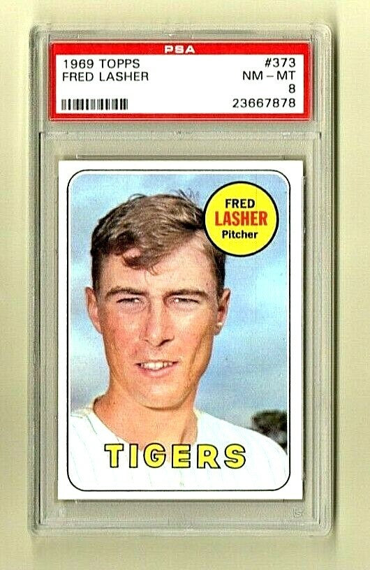 1969 Topps #373 - Fred Lasher - Detroit Tigers Pitcher -  PSA 8 - NM/MT