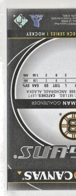 2021-22 UD Series 1 Canvas Young Guns Black #C116 Jeremy Swayman - Boston Bruins