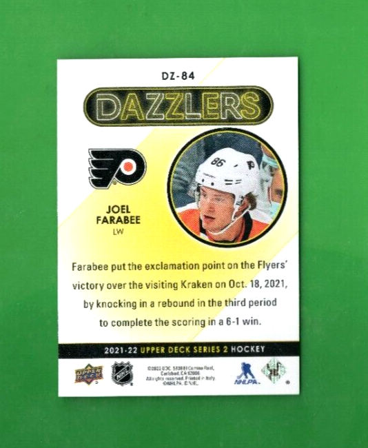 2021-22 Upper Deck Dazzlers RED  #DZ-84  - Joel Farabee  - Philadelphia Flyers