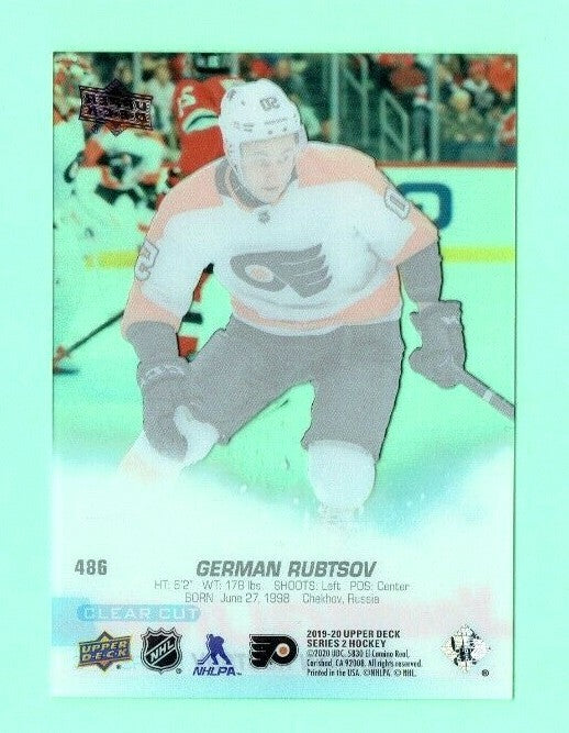  2019/20 UPPER DECK CLEAR CUT YOUNG GUNS #486 GERMAN RUBTSOV Flyers
