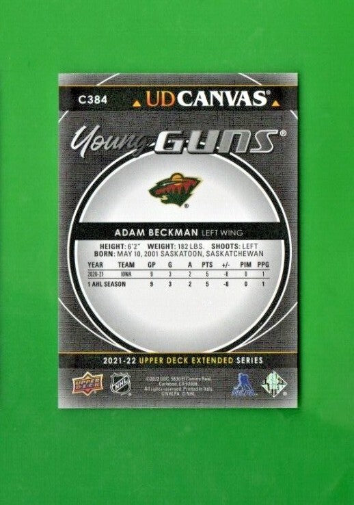 2021-22 Upper Deck Extended Series Young Guns Canvas Black Adam Beckman  - Wild