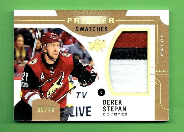 2017-18 Upper Deck Premier Derek Stepan 3 color  Patch card 6/40 Arizona Coyotes