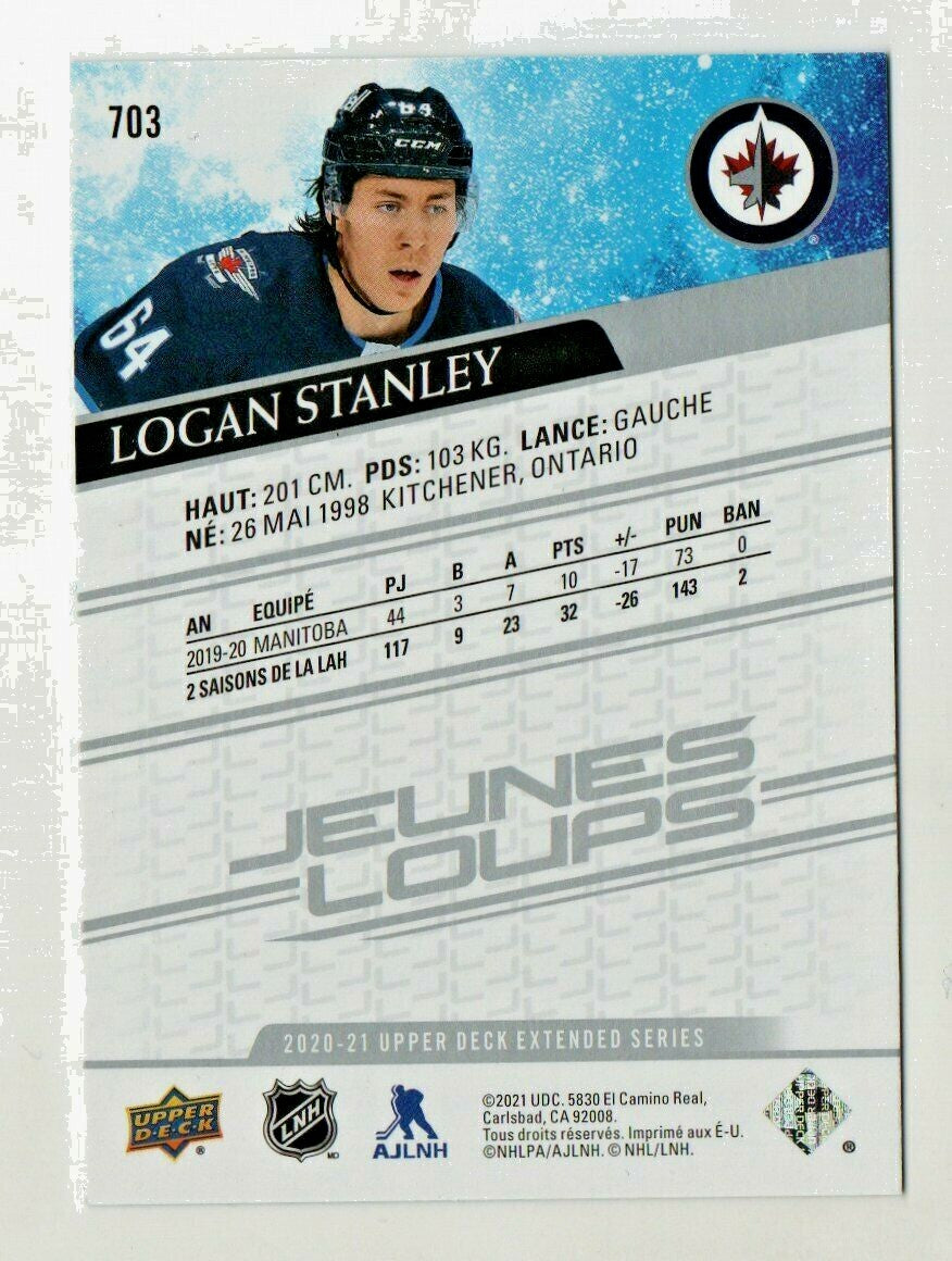 2020-21 UD EXTENDED FRENCH YOUNG GUNS #703 LOGAN STANLEY WINNIPEG JEUNES LOUPS