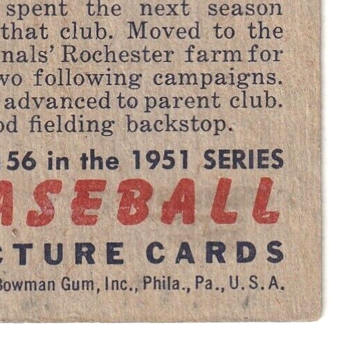 1951 Bowman  -  Del Rice   -  St. Louis Cardinals  #156   VG-EX.