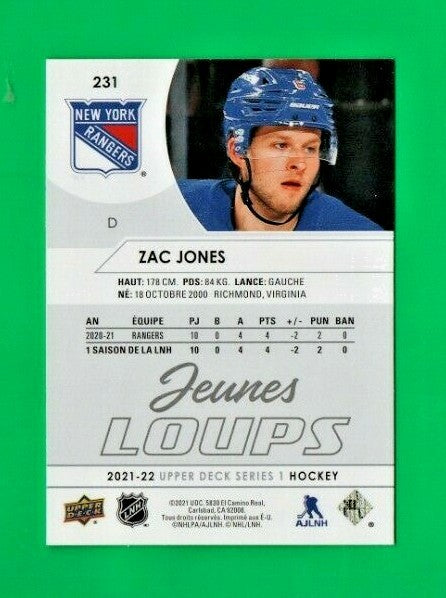 2021-22 Upper Deck series 1 - Zac Jones - French Young Guns, Jeunes Loups, #231 